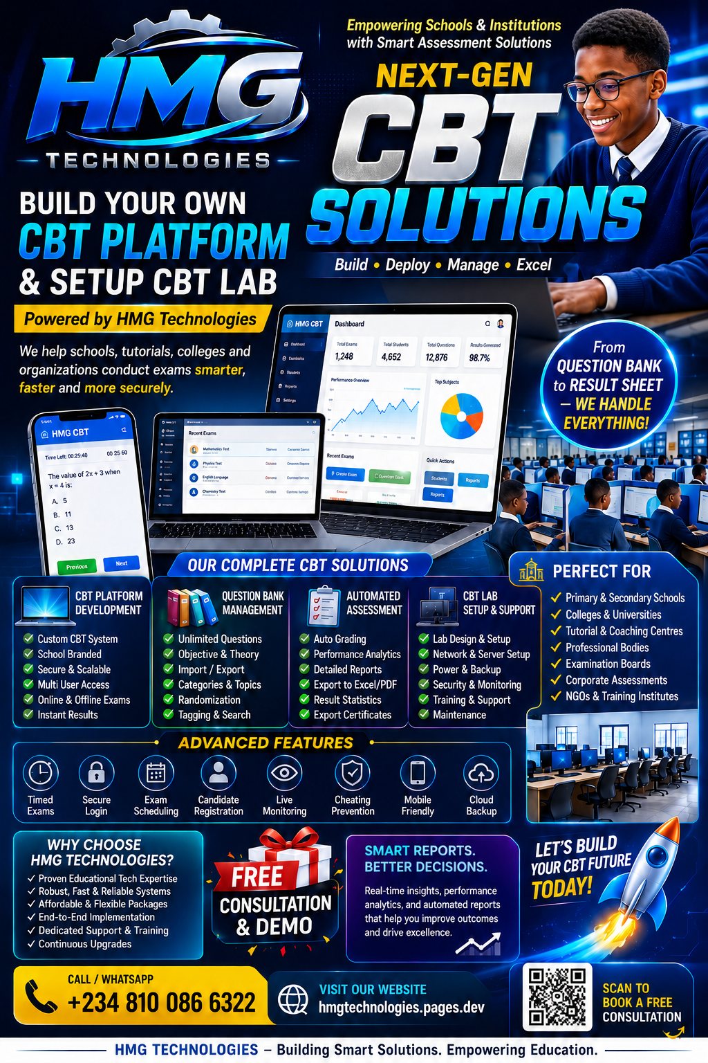 Next-Gen CBT Solutions & CBT Lab Setup — HMG Concepts Ecosystem product flyer