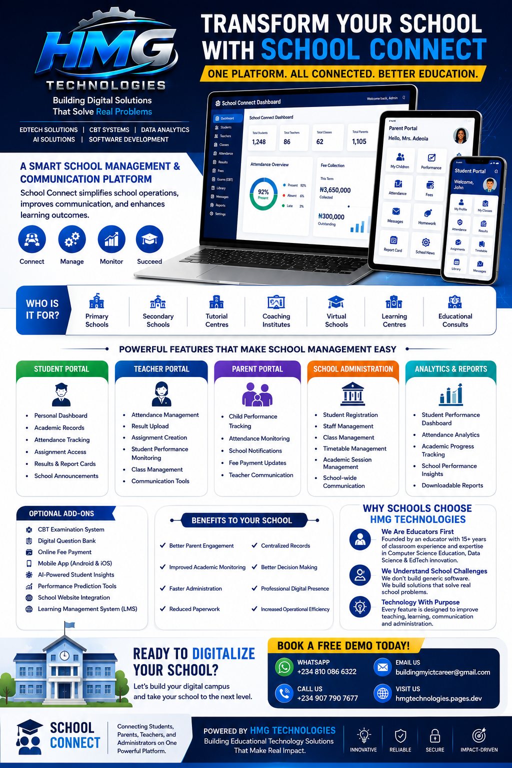 School Connect ★ Flagship — HMG Concepts Ecosystem product flyer